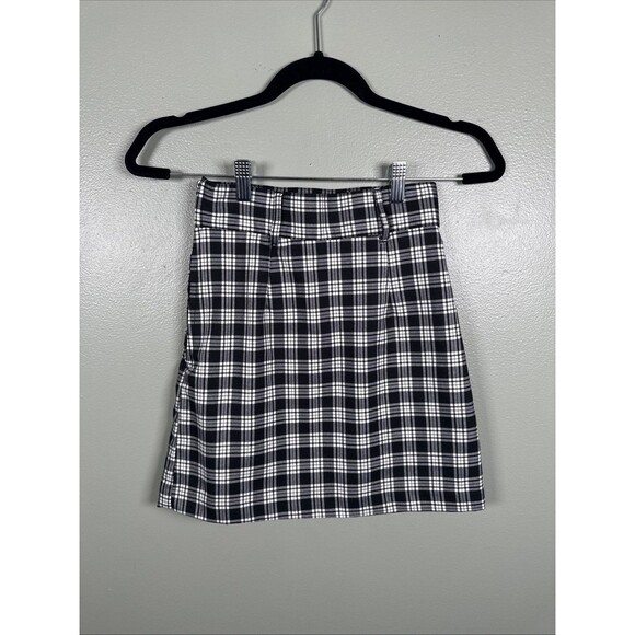 Divided‎ By H&M Black And White Plaid Punk Schoolgirl Mini Skirt Size 0 - Picture 1 of 6